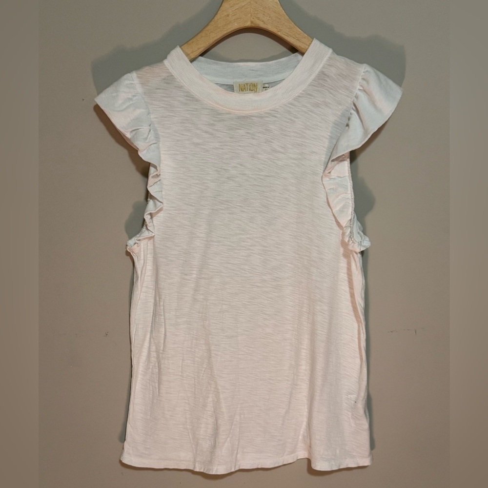 Nation LTD White Ruffle Sleeve Muscle Tank